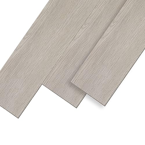 UISEBRT PVC Bodenbelag Selbstklebend Fliesen Vinylboden Holz-Optik, 91,44 x 15,24 x 0,2 cm, 36 Stück für ca. 5 m², Dekor-Dielen für Küche Wohnzimmer Balkon (Beigegrau) von UISEBRT