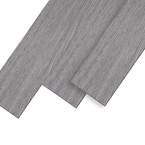 UISEBRT PVC Bodenbelag Selbstklebend Fliesen Vinylboden Holz-Optik, 91,44 x 15,24 x 0,2 cm, 36 Stück für ca. 5 m², Dekor-Dielen für Küche Wohnzimmer Balkon (Grau) von UISEBRT