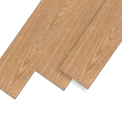 UISEBRT PVC Bodenbelag Selbstklebend Fliesen Vinylboden Holz-Optik, 91,44 x 15,24 x 0,2 cm, 36 Stück für ca. 5 m², Dekor-Dielen für Küche Wohnzimmer Balkon (Warm Oak) von UISEBRT
