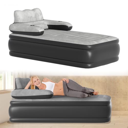 UISEBRT PVC Luftbett für 1 Personen - Luftmatratze mit Kopfteil Selbstaufblasend Luftmatratze Aufblasbares Bett max 250kg Gästebett für Camping Zuhause -190 x 99 x 80.5cm von UISEBRT