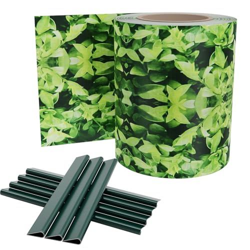 UISEBRT PVC Sichtschutzstreifen für Doppelstabmatten,35 m x 19 cm Doppelstabmattenzaun,Blickdichte Zaunfolie inkl. 20 Befestigungsclips,Sichtschutzfolie Zaun für Gartenzaun und Balkon,Kleine Blätter von UISEBRT