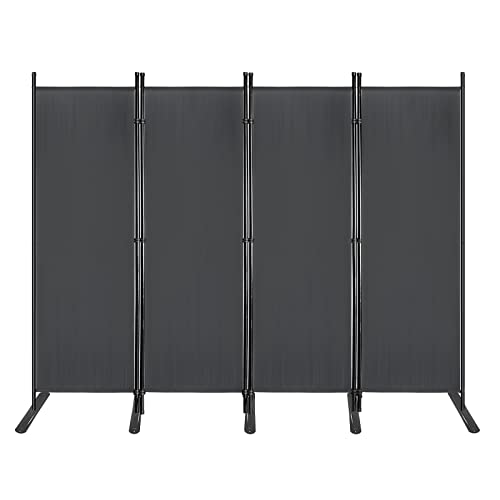 UISEBRT Paravent 225 x 180 cm Raumteiler Freistehend 4 Teilig Trennwand Stellwand mit Standfuß Sichtschutz für Büros Balkon Garten - Anthrazit von UISEBRT