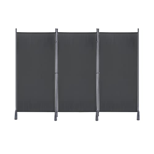 UISEBRT Paravent Raumteiler Klappbar Trennwand Freistehend Sichtschutz Stellwand 4 Teilig Wandschirm für Innen Outdoor Balkon, mit Kabelbinder und Bodenheringe (225x180cm, Dunkelgrau) von UISEBRT