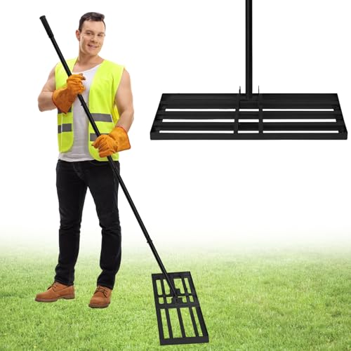 UISEBRT Rasen-Nivellierungsrechen 25x75cm Metall Rasenrechen Rasen zum Sanden Gartenrechen mit Stiel Levelingrake für Golfplatz Sanden Rasen UISEBRT Rasen-Nivellierungsrechen 25x75cm Metall Rasenrechen Rasen zum Sanden Gartenrechen mit Stiel Levelingrake für Golfplatz Sanden Rasen von UISEBRT