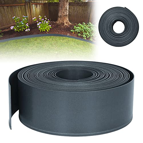 UISEBRT Rasenkante Kunstoff 40m - Lawn Edging Roll Plastic Beeteinfassung Gartenzaun Beetumrandung Rasenbegrenzung Lawn Border Garten Dekorativ, Anthrazit von UISEBRT