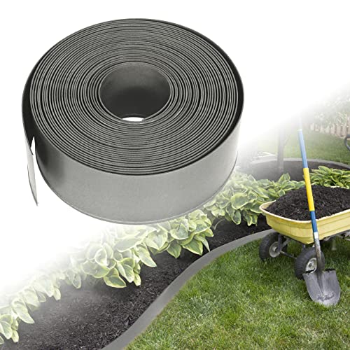 UISEBRT Rasenkante Kunstoff 60m - Lawn Edging Roll Plastic Beeteinfassung Gartenzaun Beetumrandung Rasenbegrenzung Lawn Border Garten Dekorativ (60 m x 12 cm, Hellgrau) von UISEBRT