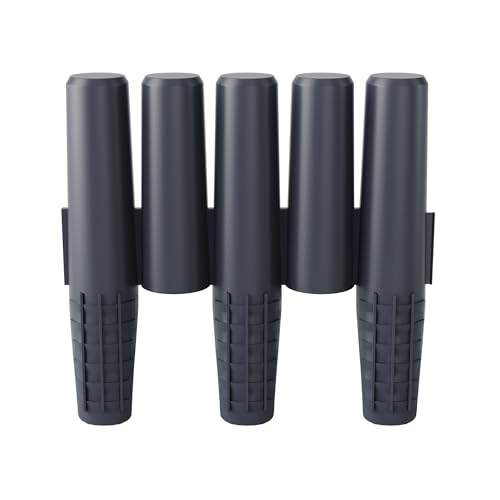 UISEBRT Rasenkante Kunstoff Holzoptik Beeteinfassung 8,4m Garten Border Gartenzaun Mähkante Beetumrandung Palisade Blumenbeet Garten Dekorativ, 1 Element (L x H): 28cm x 24,5cm, Anthrazit von UISEBRT