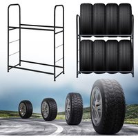 UISEBRT Reifenregal 8 Reifen Felgenregal Reifenständer Stahlkonstruktion Werkstattregal Garagenregal Lagerregal 2 Ebenen Belastbar 180KG, 107×46×117cm von UISEBRT