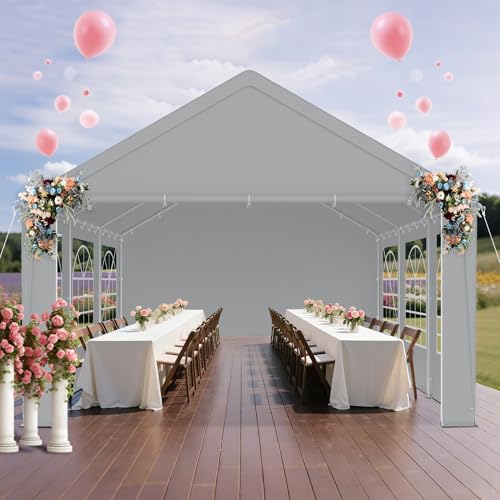 UISEBRT Robustes Partyzelt 4x6 m mit 170g/m² PE-Dach und 130g/m² Seitenteilen mit Fenster – Wetterfestes Gartenzelt Pavillon 4x6 für Gartenfeste, Hochzeit, Party Zelt mit Stahlrahmen, Grau UISEBRT Robustes Partyzelt 4x6 m mit 170g/m² PE-Dach und 130g/m² Seitenteilen mit Fenster – Wetterfestes Gartenzelt Pavillon 4x6 für Gartenfeste, Hochzeit, Party Zelt mit Stahlrahmen, Grau von UISEBRT