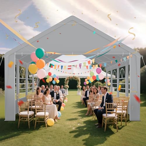 UISEBRT Robustes Partyzelt 4x8 m mit 170g/m² PE-Dach und 130g/m² Seitenteilen mit Fenster – Wetterfestes Gartenzelt Pavillon 4x8 für Gartenfeste, Hochzeit, Party Zelt mit Stahlrahmen, Grau UISEBRT Robustes Partyzelt 4x8 m mit 170g/m² PE-Dach und 130g/m² Seitenteilen mit Fenster – Wetterfestes Gartenzelt Pavillon 4x8 für Gartenfeste, Hochzeit, Party Zelt mit Stahlrahmen, Grau von UISEBRT