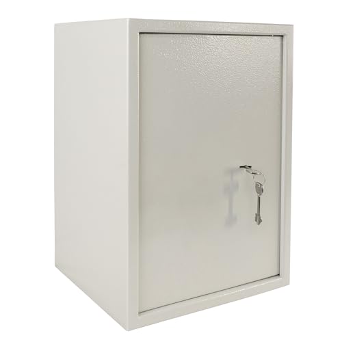UISEBRT Safe Tresor Möbeltresor mit Doppelbartschloss - Schlüsseltresor Abschließbarer Schrank Geldkoffer Wandsicher Tresorbox für Hause Büro Hotel - 35x31x50cm Silber von UISEBRT