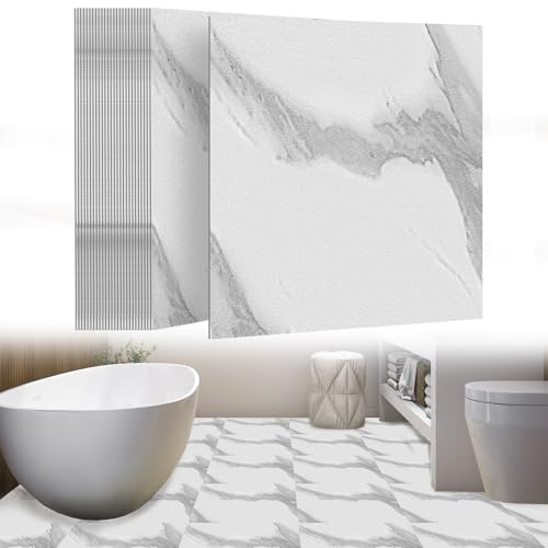 UISEBRT Selbstklebend Bodenfliesen 27 Stück 2,51m² PVC Bodenbelag Vinylboden Betonoptik Klebefliesen Meterware Fliesenoptik für Küche Bad Flur Wohnbereich 30×30cm 【Modell C】 von UISEBRT