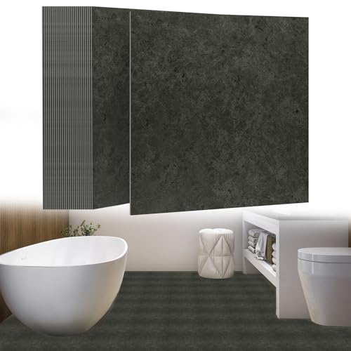 UISEBRT Selbstklebend Bodenfliesen 27 Stück 2,51m² PVC Bodenbelag Vinylboden Betonoptik Klebefliesen Meterware Fliesenoptik für Küche Bad Flur Wohnbereich 30×30cm 【Modell H】 von UISEBRT