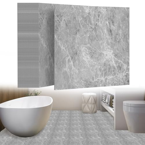 UISEBRT Selbstklebend Bodenfliesen 54 Stück 5,02m² PVC Bodenbelag Vinylboden Betonoptik Klebefliesen Meterware Fliesenoptik für Küche Bad Flur Wohnbereich 30×30cm 【Modell B】 von UISEBRT