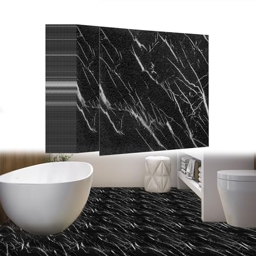 UISEBRT Selbstklebend Bodenfliesen PVC Bodenbelag Vinylboden Betonoptik Klebefliesen Meterware Fliesenoptik für Küche Bad Flur Wohnbereich 30cm×30cm (Modell I, 54pcs für ca. 5,02 m²) von UISEBRT