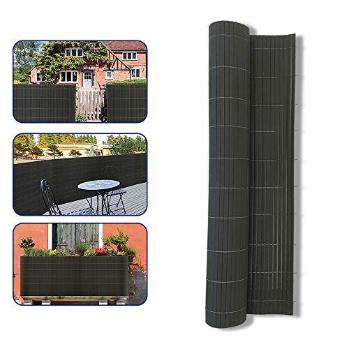 UISEBRT Sichtschutzmatte PVC Sichtschutzzaun Windschutz Sonnenschutz für Balkon, Garten und Terrasse, 120x600cm, Grau von UISEBRT