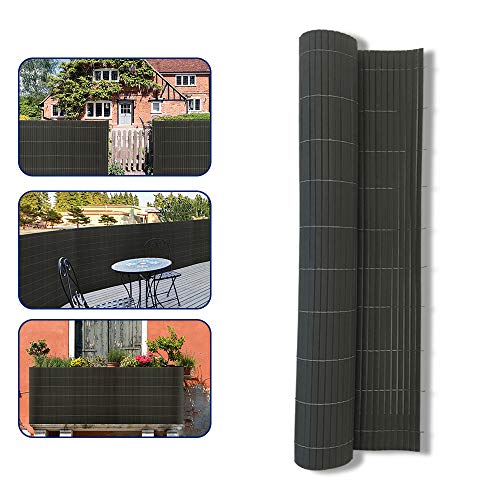 UISEBRT Sichtschutzmatte PVC Sichtschutzzaun Windschutz Sonnenschutz für Balkon, Garten und Terrasse, 120x800cm, Grau von UISEBRT