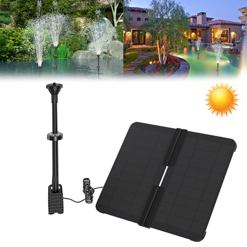 UISEBRT Teichpumpe Solar 20W Solar Springbrunnen mit Verstellbare Stützstange Solarbrunnen Brunnenpumpe Solarpumpe Fontäne Pumpe Wasserpumpe für Garten, Kleiner Teich, Fisch-Behälter von UISEBRT