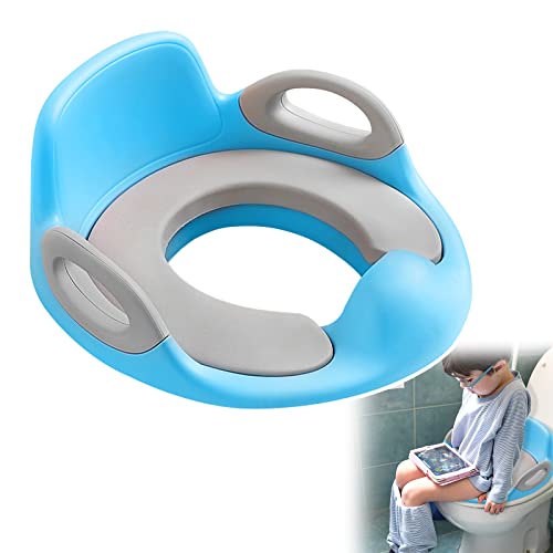 UISEBRT Toilettensitz Kinder WC Sitz - Toilettentrainer mit Kissengriff und Rückenlehne Töpfchen Training Sitze WC-Trainer für Jungen und Mädchen (Blau und Grau) von UISEBRT