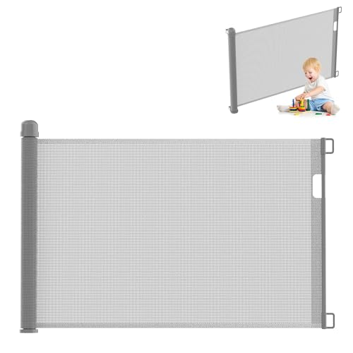 UISEBRT Türschutzgitter Ausziehbar 0-150cm, Treppenschutzgitter für Baby und Pelztiere, Kinder Schutzgitter für Innen- und Außenbereich, Grau von UISEBRT