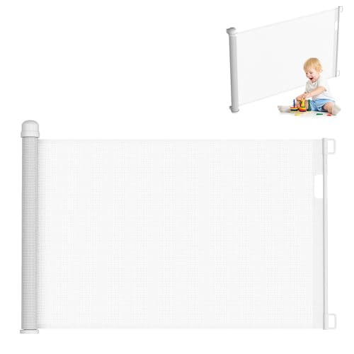 UISEBRT Türschutzgitter Ausziehbar 0-150cm, Treppenschutzgitter für Baby und Pelztiere, Kinder Schutzgitter für Innen- und Außenbereich, Weiß von UISEBRT