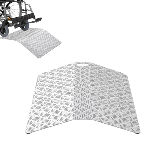 UISEBRT Türschwellenrampe Rollstuhlrampe Schwellenrampe,Aluminium Rampe Rollstuhl, Schwellenbrücke rutschfest Tragbare mit Griffe,Tragfähigkeit 270 kg (60 x 70 x 10 cm) von UISEBRT