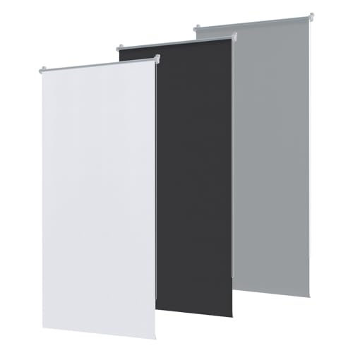 UISEBRT Verdunklungsrollo ohne Bohren Rollos für Fenster 120x160 cm Klemmfix Rollo Seitenzugrollo Sichtschutz Sonnenschutz (Weiß) von UISEBRT