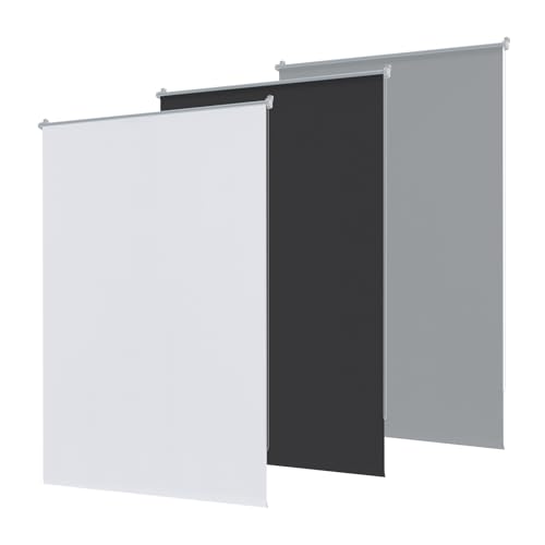 UISEBRT Verdunklungsrollo ohne Bohren Rollos für Fenster 90x210 cm Klemmfix Rollo Seitenzugrollo Sichtschutz Sonnenschutz (Grau) von UISEBRT