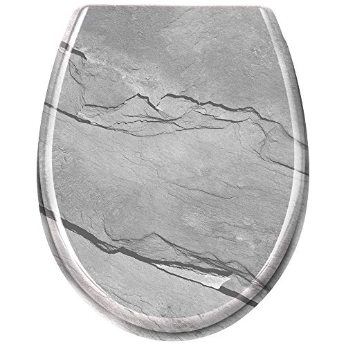UISEBRT WC Sitz mit Absenkautomatik - WC Klodeckel Toilettensitz mit langsamer Absenkung - Verschiedene Muster zur Auswahl (Marble) von UISEBRT