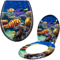 UISEBRT WC Sitz mit Absenkautomatik - WC Klodeckel Toilettensitz mit langsamer Absenkung - Verschiedene Muster zur Auswahl (Süßwasserzierfische) von UISEBRT