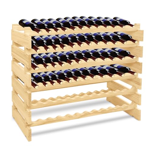 UISEBRT Weinregal Holz Flaschenregal für 72 Flaschen - Stapelbares Weinständer mit 6 Ebenen Weinschrank für Keller Bar Esszimmer - 87x28x118cm von UISEBRT