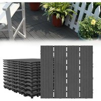 11x Terrassenfliesen wpc 30x30cm - Balkonfliesen Garten klick Fliese in Holz Optik Optik Bodenbelag mit Drainage (11 Stueck 30x30cm - 1m², Anthrazit) von UISEBRT