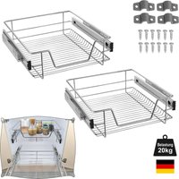 Uisebrt - 2X Küchenschublade Teleskopschublade 60cm Schlafzimmerschublade Organizer Küchenschrank Küchen Regal Korbauszug Vollauszug 20kg Belastbar von UISEBRT