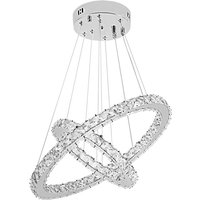 48W led Pendelleuchte Hängeleuchte Kristall - Moderne Kreative Höhenverstellbar Kronleuchter Hängelampe Deckenlampe Zwei Ringe Esszimmer Schlafzimmer von UISEBRT