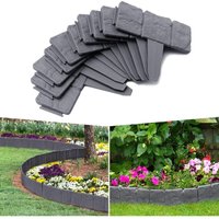 60Pcs Rasenkante Kunstoff 15m Beeteinfassung Steinoptik Palisade Beetumrandung Mähkante Gartenzaun für Garten Border Blumenbeet, LxH 25x23cm, von UISEBRT