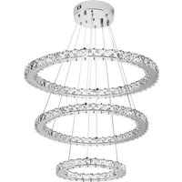 72W led Pendelleuchte Hängeleuchte Kristall - Moderne Kreative Höhenverstellbar Kronleuchter Hängelampe Deckenlampe Drei Ringe Esszimmer Schlafzimmer von UISEBRT