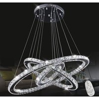 72W led Pendelleuchte Hängeleuchte Kristall - Moderne Kreative Höhenverstellbar Kronleuchter Hängelampe Deckenlampe Drei Ringe Esszimmer Schlafzimmer von UISEBRT