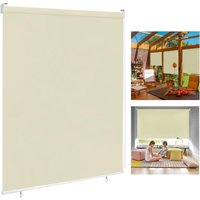 Aussenrollo Senkrechtmarkise Verdunkelungsrollo Aussen Balkonrollo Sichtschutz Rollo Beschattung Sonnenschutzrollo uv Schutz (140240cm, Beige) von UISEBRT