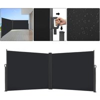 Doppel Seitenmarkise Ausziehbar Sichtschutz 200 x 600cm - Markise Seitensichtschutz Windschutz fuer Terrasse, Balkon, Garten (Anthrazit) - Anthrazit von UISEBRT