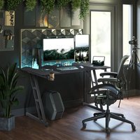 Uisebrt - Gaming Tisch Schreibtisch - 140x60x74cm Gaming Computertisch mit Kohlefaseroberfläche - Schreibtische Ergonomischer Spieltisch bis 150KG von UISEBRT