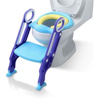Uisebrt - Toilettensitz Kinder mit Treppe Faltbar Toilettentrainer Höhenverstellbar Toilettenaufsatz Kinder wc Trainer mit pu Kissen und Griffen für von UISEBRT