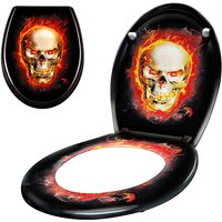 Wc Sitz mit Absenkautomatik - wc Klodeckel Toilettensitz mit langsamer Absenkung - Verschiedene Muster zur Auswahl (Schädel Flammen) - Uisebrt von UISEBRT
