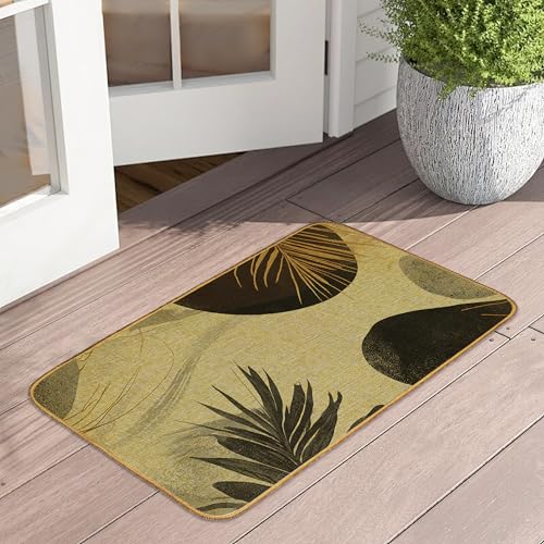 Boho-Fußmatte, geometrisch, für drinnen und draußen, abstrakte Blätter, rutschfest, saugfähig, flaches Profil, waschbar, Inneneingang, Leinen, robust, weich, Eingangsmatte für den Eingangsbereich Boho-Fußmatte, geometrisch, für drinnen und draußen, abstrakte Blätter, rutschfest, saugfähig, flaches Profil, waschbar, Inneneingang, Leinen, robust, weich, Eingangsmatte für den Eingangsbereich von UIUPRO