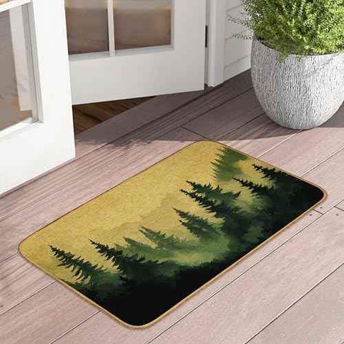 Fußmatte Bergwald, Eingangstürmatte, für drinnen und draußen, Wasserfarben, Baum, wasserdicht, flaches Profil, für alle Jahreszeiten, leicht zu reinigen, Terrasse, Veranda, Eingang, 43,2 x 73,2 cm Fußmatte Bergwald, Eingangstürmatte, für drinnen und draußen, Wasserfarben, Baum, wasserdicht, flaches Profil, für alle Jahreszeiten, leicht zu reinigen, Terrasse, Veranda, Eingang, 43,2 x 73,2 cm von UIUPRO