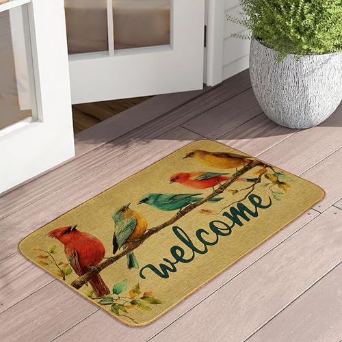 Fußmatte "Welcome Cardinal", 43,2 x 73,7 cm, Vintage-Vögel, Fußmatte, für den Innenbereich, rutschfeste Gummi-Vordertürmatten, waschbar, saugfähig, innen und außen, flaches Profil, für den Fußmatte "Welcome Cardinal", 43,2 x 73,7 cm, Vintage-Vögel, Fußmatte, für den Innenbereich, rutschfeste Gummi-Vordertürmatten, waschbar, saugfähig, innen und außen, flaches Profil, für den von UIUPRO