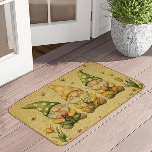 Fußmatte Zwerge Gänseblümchen Biene Tulpe Haustürmatte für drinnen und draußen, Eingang, St. Patrick's Day, Türmatte, wasserdicht, flaches Profil, für alle Jahreszeiten, leicht zu reinigen, Terrasse Fußmatte Zwerge Gänseblümchen Biene Tulpe Haustürmatte für drinnen und draußen, Eingang, St. Patrick's Day, Türmatte, wasserdicht, flaches Profil, für alle Jahreszeiten, leicht zu reinigen, Terrasse von UIUPRO