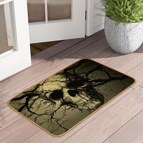 Fußmatte mit Gothic-Totenkopf-Baum, für den Außenbereich, Halloween, schwarzes Skelett, Haustürmatte, dekorativ, für drinnen und draußen, rutschfester Eingang, Eingangsbereich, Terrasse, 43,2 x 73,2 Fußmatte mit Gothic-Totenkopf-Baum, für den Außenbereich, Halloween, schwarzes Skelett, Haustürmatte, dekorativ, für drinnen und draußen, rutschfester Eingang, Eingangsbereich, Terrasse, 43,2 x 73,2 von UIUPRO
