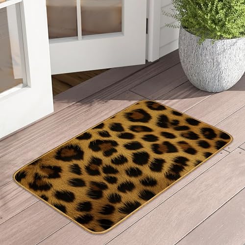 Fußmatte mit Leopardenmuster, 43,2 x 73,7 cm, abstraktes afrikanisches Tier, Fußmatte für den Innenbereich, rutschfeste Gummi-Vordertürmatten, waschbar, saugfähig, innen und außen, flaches Profil, für Fußmatte mit Leopardenmuster, 43,2 x 73,7 cm, abstraktes afrikanisches Tier, Fußmatte für den Innenbereich, rutschfeste Gummi-Vordertürmatten, waschbar, saugfähig, innen und außen, flaches Profil, für von UIUPRO