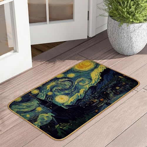 Fußmatte mit Sternennacht, abstrakter Van Gogh, dekorative Fußmatte für drinnen und draußen, rutschfester Eingangsteppich für den Eingangsbereich, Terrasse, 43,2 x 73,2 cm Fußmatte mit Sternennacht, abstrakter Van Gogh, dekorative Fußmatte für drinnen und draußen, rutschfester Eingangsteppich für den Eingangsbereich, Terrasse, 43,2 x 73,2 cm von UIUPRO