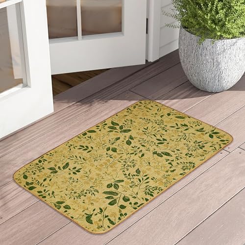 Fußmatte mit grünen Kräuterblättern, für den Eingangsbereich, Wildpflanzen, dekorativ, für drinnen und draußen, rutschfest, für Eingangsbereich, Terrasse, 43,2 x 73,2 cm von UIUPRO